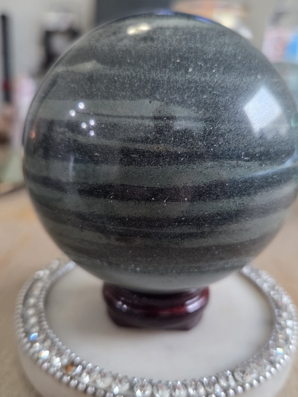 Natural Tibetan Jade Medicine King Stone Crystal Orb Sphere New #5 - Picture 3 of 6